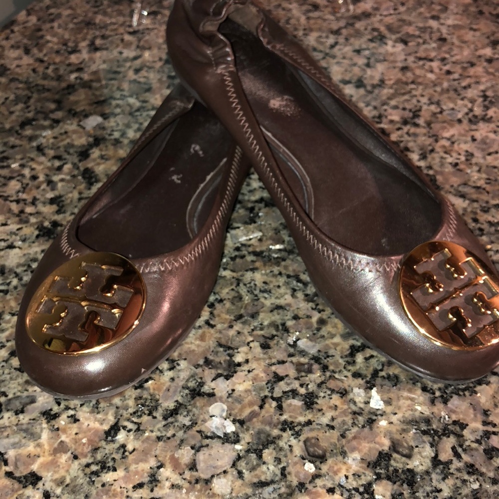 Tory Burch Brown Leather Reva Flats